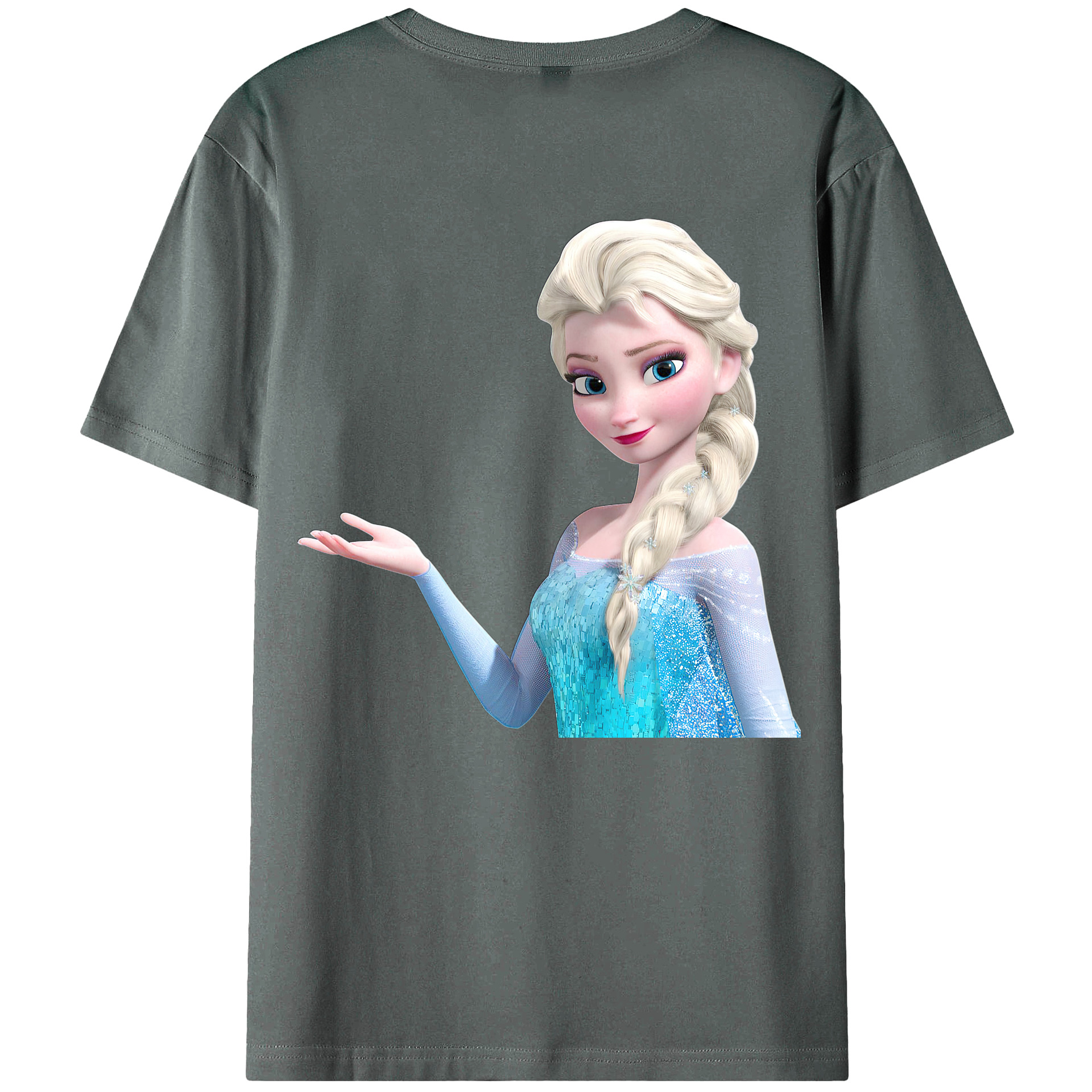 （画像用） アナと雪の女王 アンナ エルサ Frozen Anna Elsa 綿100％ メンズ半袖Tシャツ（バックプリント） 通気性